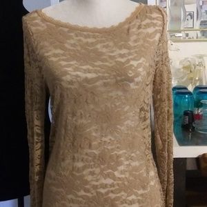 Long Sleeve Stretch Lace Blouse